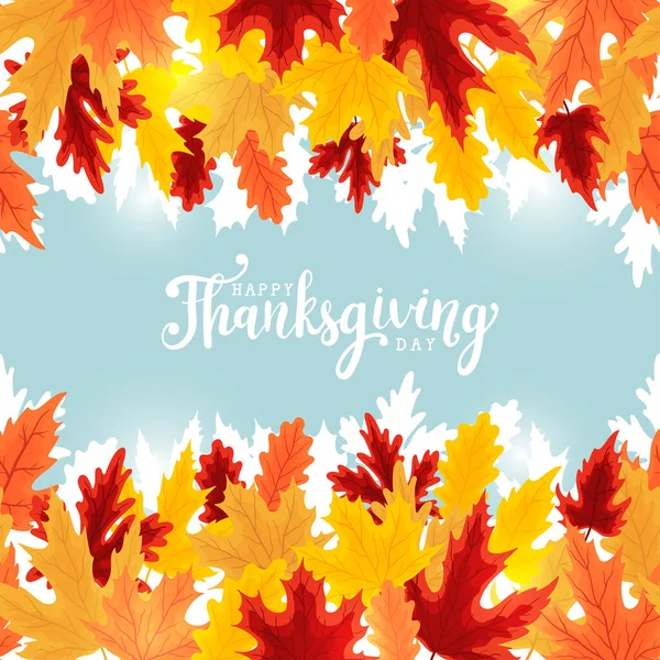 Mooi Met Hand Getekend Herfst Thanksgiving Ontwerp Kleurrijke Bladeren Concept — Stockvector