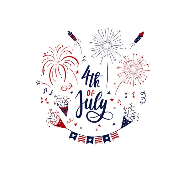 Cute Hand Drawn 4Th July Design Great Banners Wallpapers Webbanners — Stock Vector