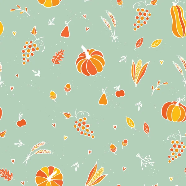 Cute Hand Drawn Pumpkin Seamless Pattern Great Thanks Giving Autumn — Stock Vector