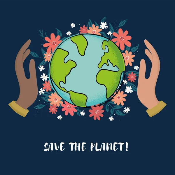 Handgezeichnetes Planet Erde Konzept Earth Day Design — Stockvektor