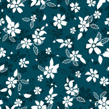 Sevimli el çizimi, çiçeksiz desen, renkli arka planda güzel papatyalar, tekstil, pankart, duvar kağıtları - vektör tasarımı -