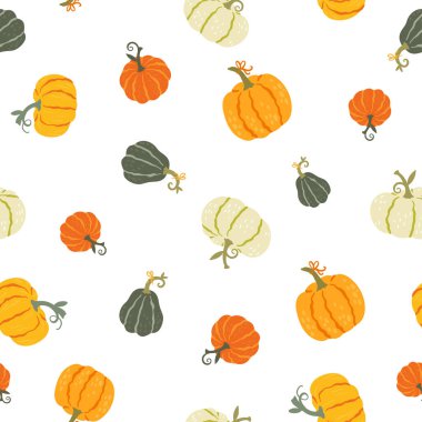 Güzel el çizimi balkabağı deseni, el çizimi balkabakları Şükran Günü arkaplanı, tekstil, pankart, duvar kağıtları, ambalaj - vektör tasarımı