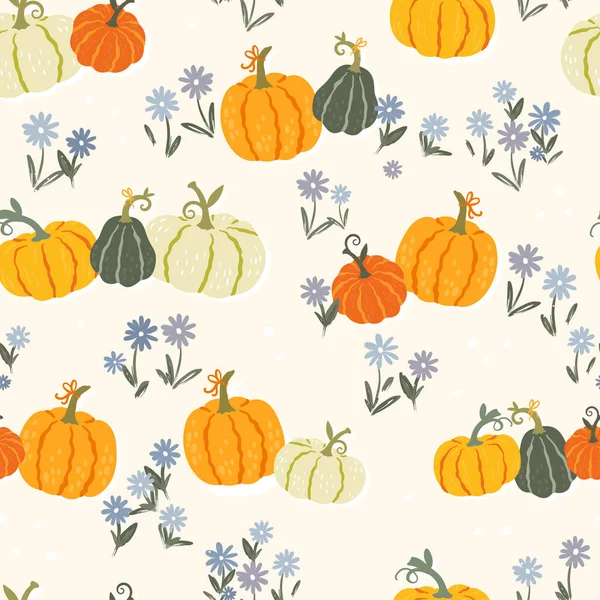 Cute Hand Drawn Pumpkin Seamless Pattern Hand Drawn Pumpkins Great — Stock Vector