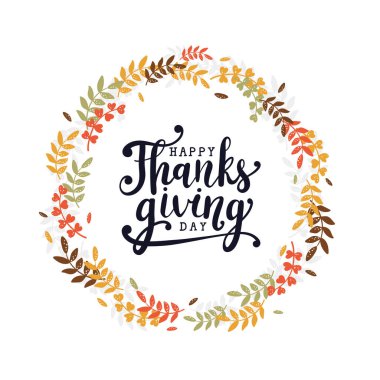 Güzel el çizimi şükran günü tasarımı, balkabaklı el yazısı konsepti, yapraklar - kartlar, web afişleri, duvar kağıtları - vektör tasarımı