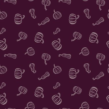 Güzel el yapımı balkabağı pürüzsüz desen, Şükran Günü ve Cadılar Bayramı tekstili için harika, afişler, duvar kağıtları, ambalaj - vektör tasarımı