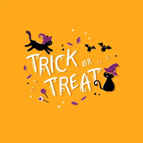 Divertente Illustrazione Halloween Disegnata Mano Con Fantasmi Zucche Pipistrelli Caramelle — Foto Stock