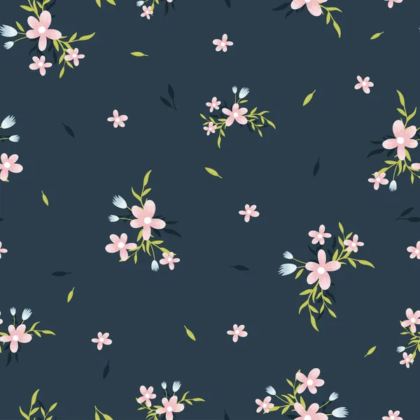 Precioso Patrón Sin Costura Floral Dibujado Mano Lindo Fondo Primavera — Vector de stock