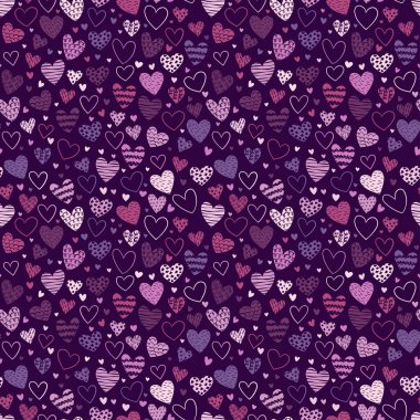 Sevimli el çizimleri, kusursuz kalpler, güzel romantik geçmiş, Sevgililer Günü için harika, Anneler Günü, tekstil, duvar kağıtları, afişler - vektör tasarımı