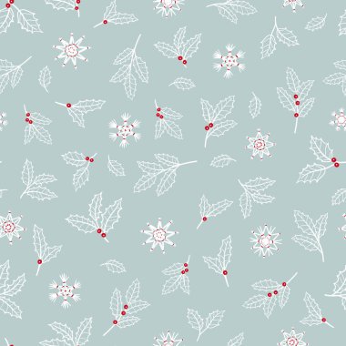 Güzel bir el çizimi, dalları ve dekorasyonu olan kusursuz bir Noel deseni, tekstil, pankart, duvar kağıdı, ambalaj - vektör tasarımı için harika.