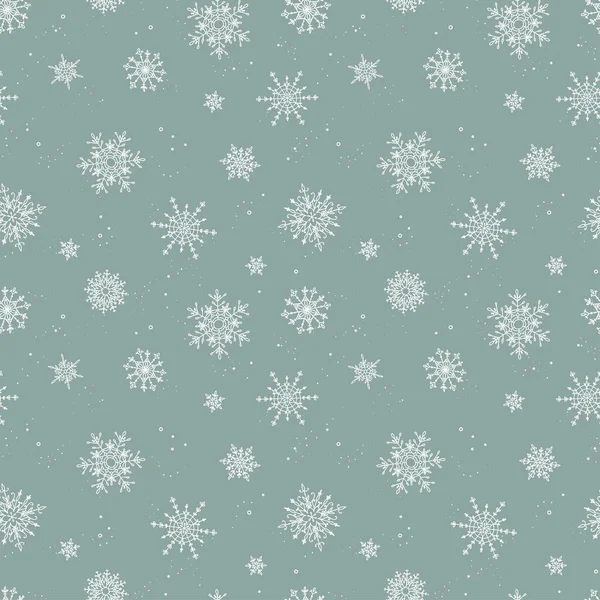 漂亮的手绘雪花无缝图案 脆弱的冬季背景 非常适合纺织品 包装矢量设计 — 图库矢量图片