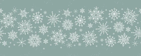 Нарисованные Вручную Снежинки Бесшовный Узор Хрупкий Зимний Фон Отлично Подходит — стоковый вектор
