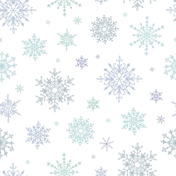 Güzel el çizimi kar taneleri pürüzsüz desen, kırılgan kış arka plan, tekstil, pankart, duvar kağıdı, ambalaj - vektör tasarımı için harika