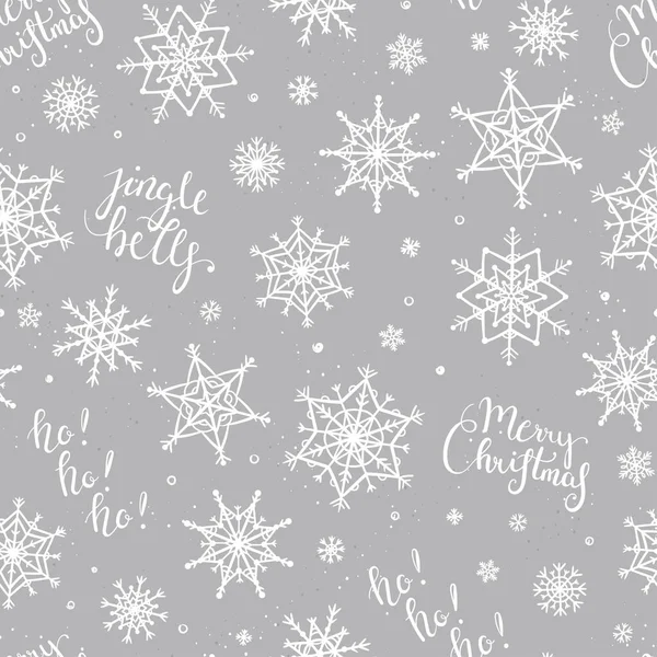Beautiful Hand Drawn Snowflakes Seamless Pattern Fragile Winter Background Great — Stock Vector