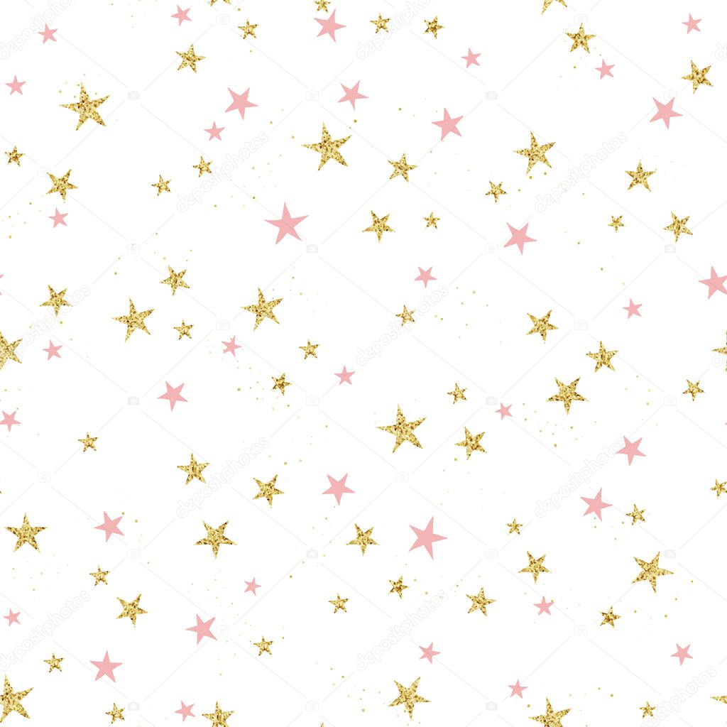 Elegant and modern seamless pattern with glitter stars, great for textiles, banners, wallpapers, New Years, Christmas, Birthdays - vector design