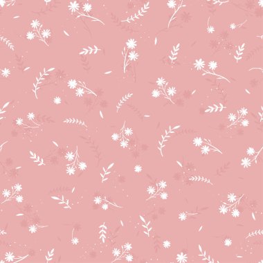 Şirin el çizimi çiçekli, dikişsiz desen, güzel çiçek arkaplanı, tekstil, pankart, duvar kağıdı - vektör tasarımı