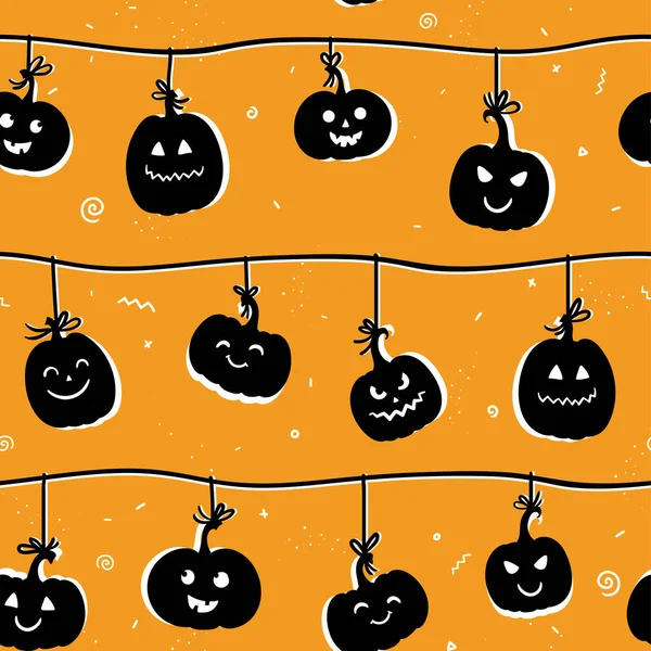 Schöne Handgezeichnete Kürbis Nahtlose Muster Ideal Für Halloween Designs Tapeten — Stockvektor