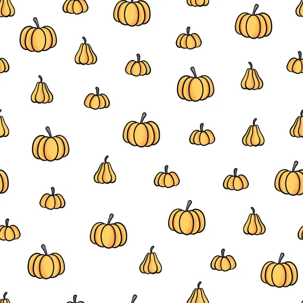 Zábavné Ručně Kreslené Halloween Bezešvé Vzor — Stockový vektor