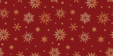 Güzel el çizimi kar taneleri pürüzsüz desen, tatlı kış geçmişi, Noel için harika tekstil, afişler, duvar kağıtları - vektör tasarımı