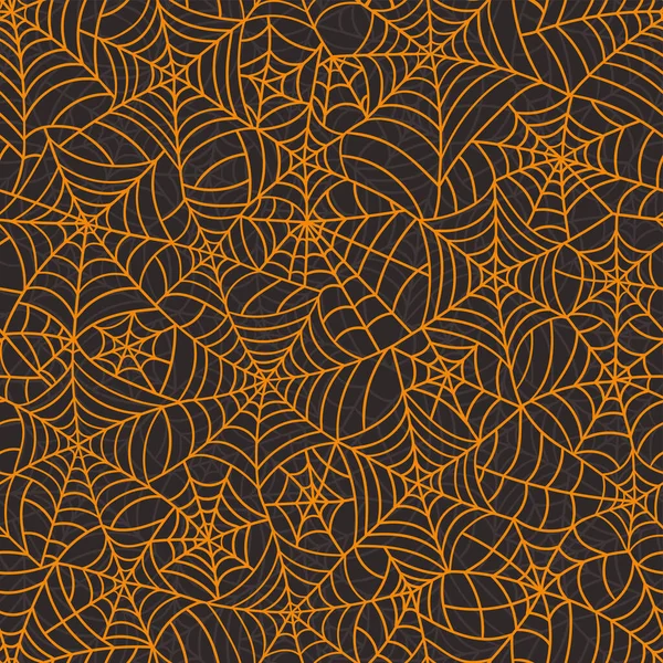 Interwoven Hand Drawn Spider Web Seamless Pattern Great Halloween Background — Stock Vector