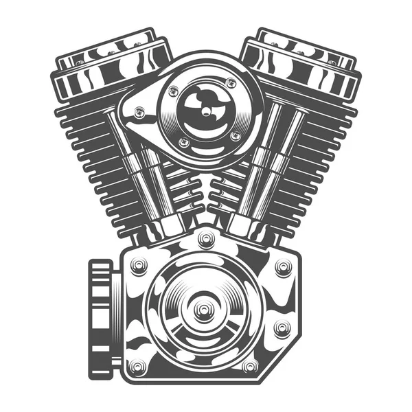 Motore moto d'epoca. Modello in stile monocromatico isolato illustrazione vettoriale — Vettoriale Stock