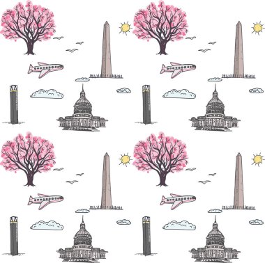 Washington Dc simgeleri, dikişsiz desen.
