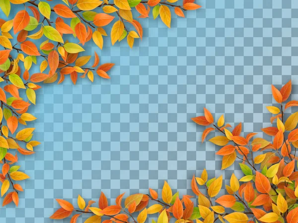 Reihe von Ästen mit Herbstblättern — Stockvektor