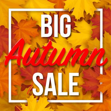 Çerçeve akçaağaç üzerinde büyük sonbahar satış metin ile arka plan bırakır