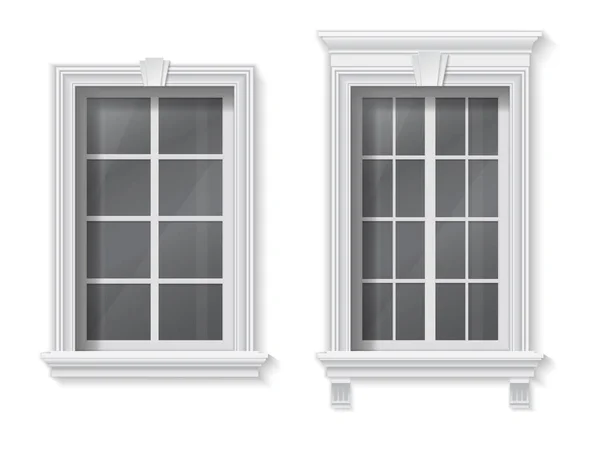 Fenster Klassischem Rahmen Mit Giebel Und Zierleisten Element Der Architektonischen — Stockvektor