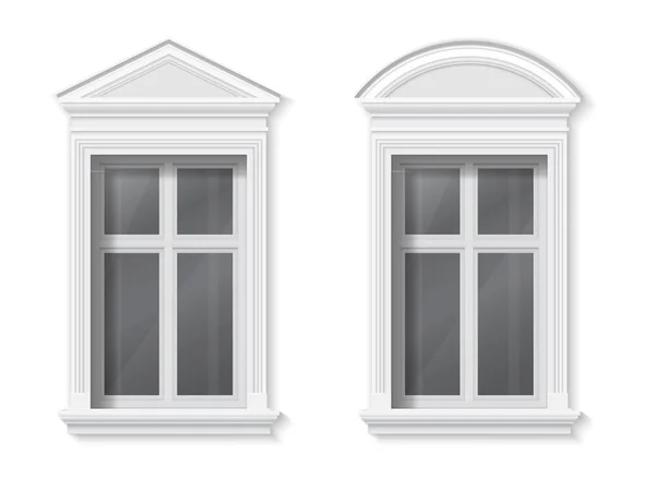 三角墙和修剪的经典框架中的窗口 建筑门面的建筑装饰要素 — 图库矢量图片