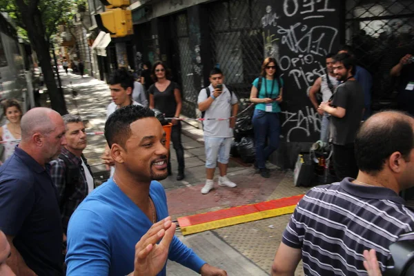 Will Smith arrive au tournage Photos De Stock Libres De Droits