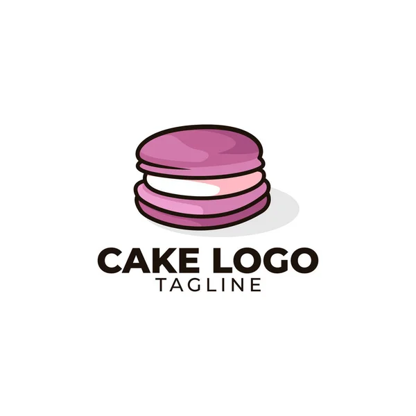 Cake Cute Cartoon Logo Template — Stock Vector