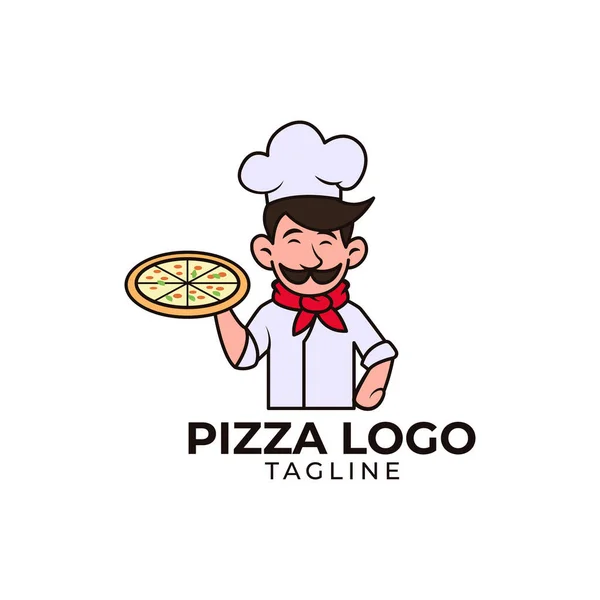 Minimalistyczny Wzór Logo Maskotki Pizzy — Wektor stockowy