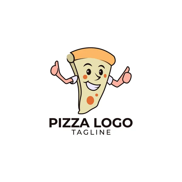 Modello Minimalista Del Logo Della Mascotte Della Pizza — Vettoriale Stock