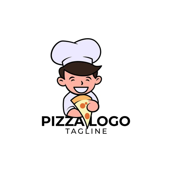 Minimalistische Pizza Mascotte Logo Template — Stockvector