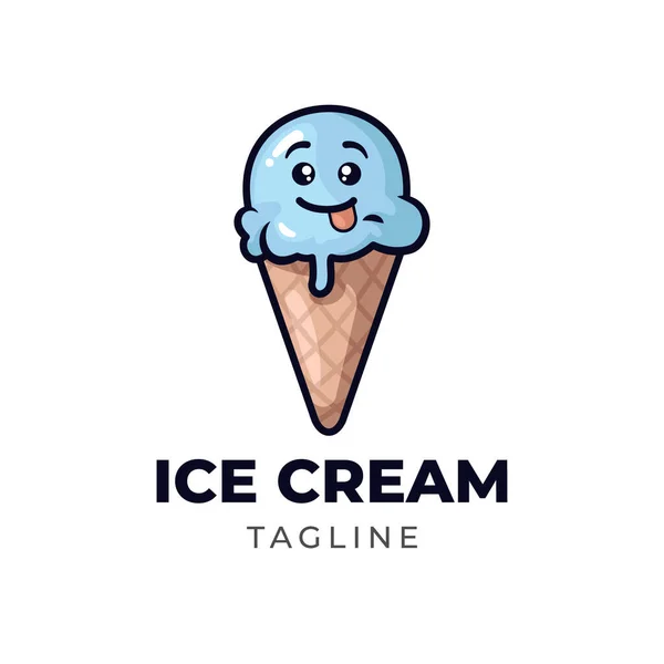 Basit minimalist dondurma konisi maskot karakter logo tasarım şablonu