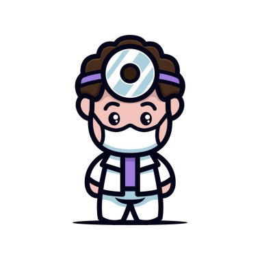 Şirin doktor maskot ikonu çizimi