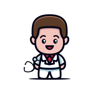 Şirin doktor maskot ikonu çizimi
