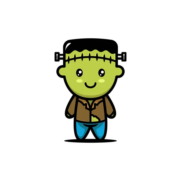 Söt Frankenstein Halloween Kostym Design Illustration — Stock vektor