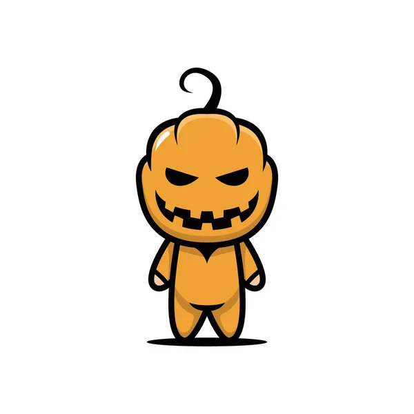 Pumpkin Head Cute Halloween Costume Design Illustration — Stock Vector