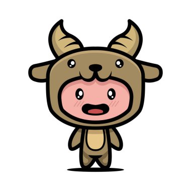 Şirin keçi kostüm hayvan tasarımı çizim şablonu taşıyıcısı