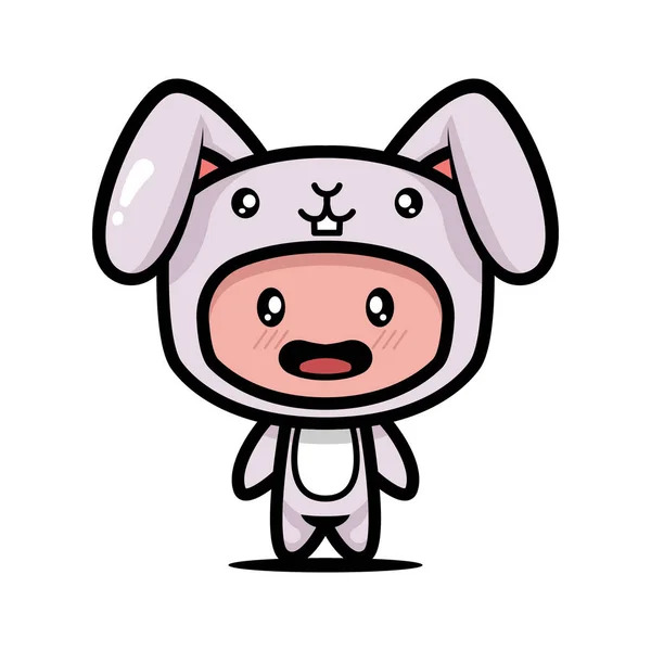 Cute Bunny Rabbit Costume Animal Design Illustration Template Vector — Stock Vector