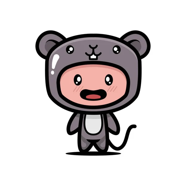 Cute Mouse Hamster Kostum Hewan Desain Gambar Vektor - Stok Vektor