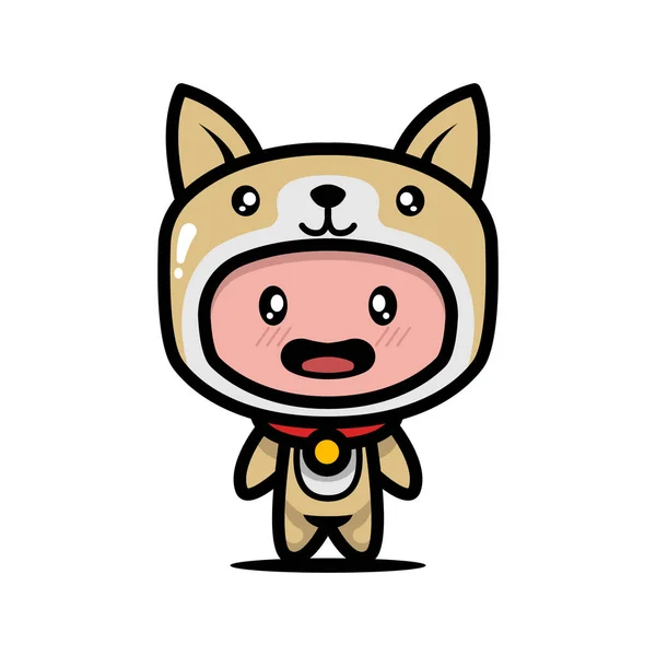 Schattige Hond Puppy Kostuum Dier Ontwerp Illustratie Sjabloon Vector — Stockvector
