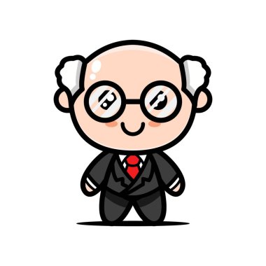 Şirin profesör bilim dahisi maskot tasarımı çizimi