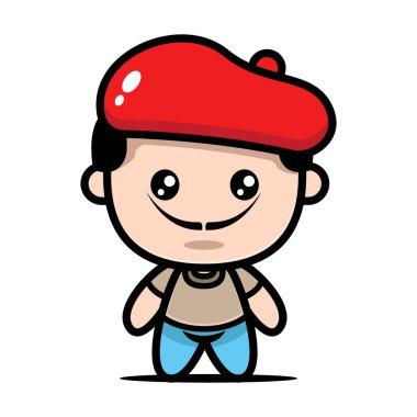 Şirin ressam ressam maskot tasarımı çizimi