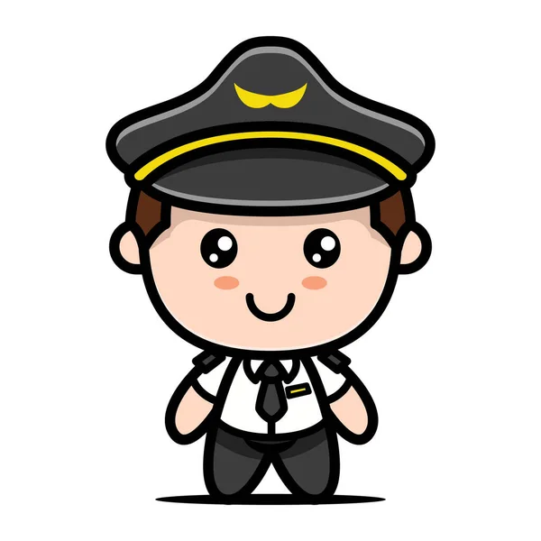 Simple Cute Pilot Mascot Design Illustration Vector Template — Stock Vector