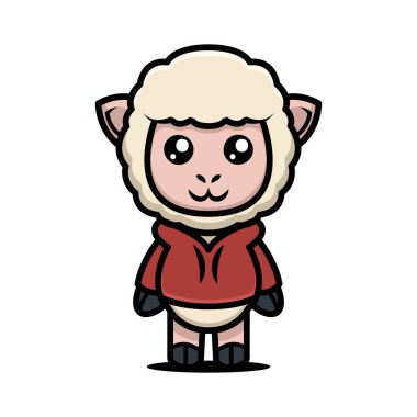 Koyun sevimli maskot tasarımı illüstrasyon şablonu