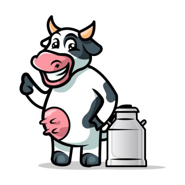 İnek maskotu illüstrasyon vektör tasarımı