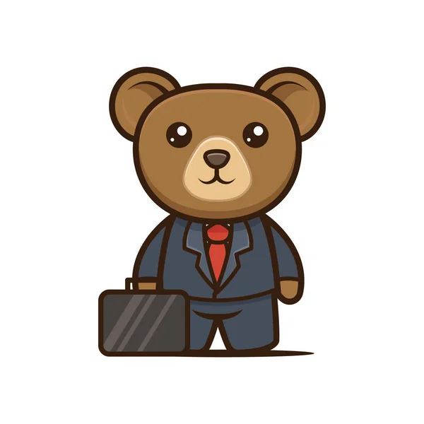 Desain Maskot Beruang Bisnis Yang Lucu - Stok Vektor