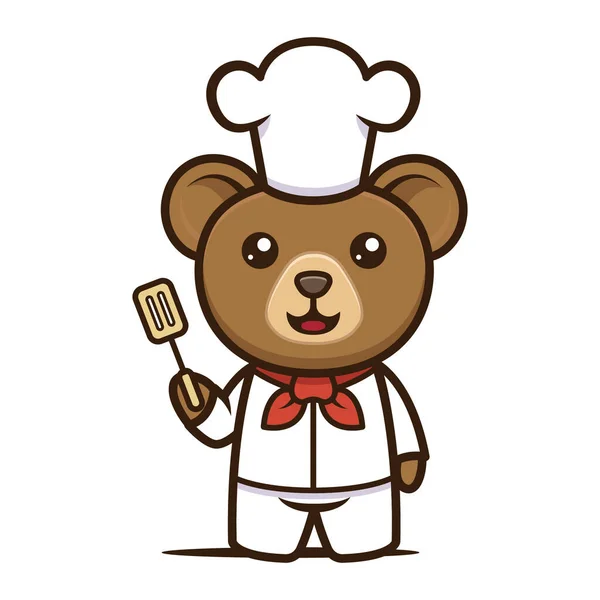 Cocina Lindo Oso Mascota Diseño — Vector de stock